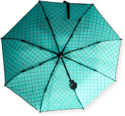 

DesiCult 2 Fold AquaBlue Checks DCUMB34 Umbrella(Black)