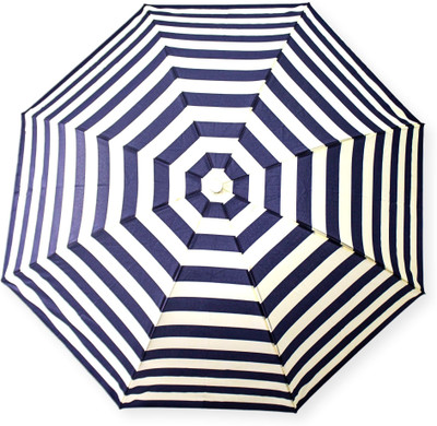 DesiCult 2 Fold NavyBlueVanilla Stripes DCUMB45 Umbrella(White, Blue)