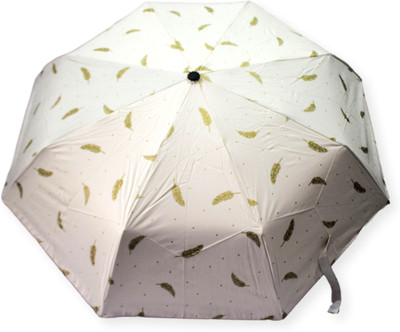 

DesiCult 2 Fold Vanilla Golden Feather DCUMB39 Umbrella(White)