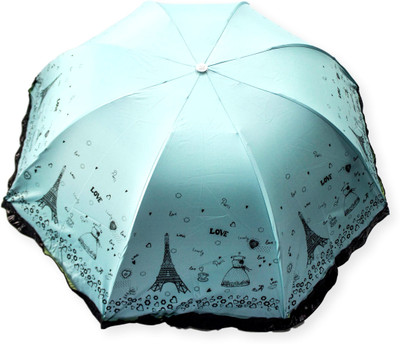 

DesiCult 3 Fold Turquoise Love in Paris DCUMB53 Umbrella(Blue)
