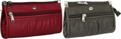 

BABERWAL ENTERPRISES Party Black, Maroon Clutch