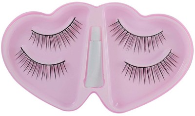 FOK Soft Natural Black Heart Pack Thick Long False Eyelashes Makeup Extension Set Of 2 Pair Fake(Pack of 2)