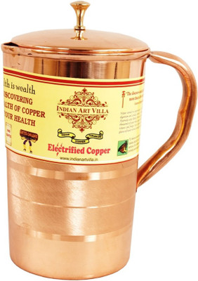 

IndianArtVilla Copper Lining Design Jug Pitcher Water Jug(1 L)