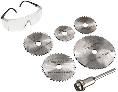 

Star Combo 6pc HSS Circular Saw Blade + Safety Goggle For Metal & Dremel Rotary for Wood Aluminum Cutting Rotary tool Rotary Tool(6 mm)