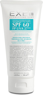 

EXEL SUNSCREEN SPF 60* Broad Spectrum UVA & UVB 3.30 fl.oz 100 ml - SPF PF 60* FP UVA 27** PA+++(100 ml)