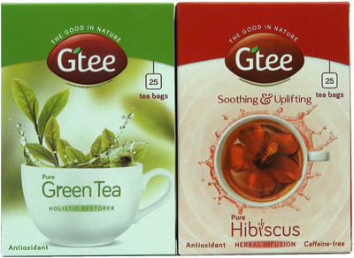 

GTEE GTEE Green Tea Bags - Regular & Hibiscus Tea Bags (25 Tea bags X 2PACKS) Hibiscus Green Tea Bags Box(50 Bags)