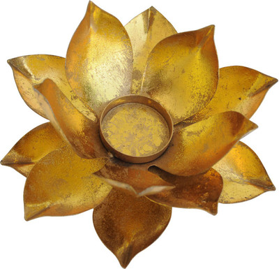 

Craftkriti Gold etched T light Holder Gold Plated 1 - Cup Tealight Holder(Gold, Pack of 1)