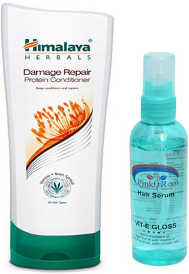 Himalaya DAMAGE REPAIR PROTEIN CONDITIONER 200ML WITH PINK ROOT HAIR SERUM(Set of 2)