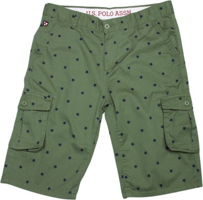 

US Polo Kids Short For Boys Casual Printed Cotton(Green, Pack of 1, Olive