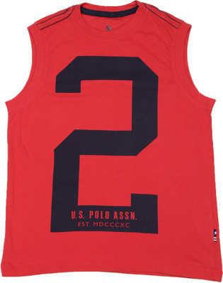 

US Polo Kids Boys Printed Cotton T Shirt(Red, Pack of 1, Me. red
