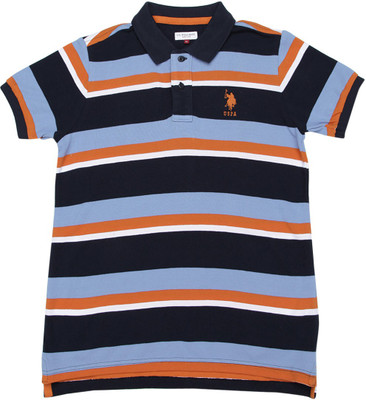 

US Polo Kids Boys Printed Cotton T Shirt(Multicolor, Pack of 1, Navy