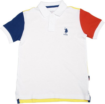 

US Polo Kids Boys Solid Cotton T Shirt(White, Pack of 1