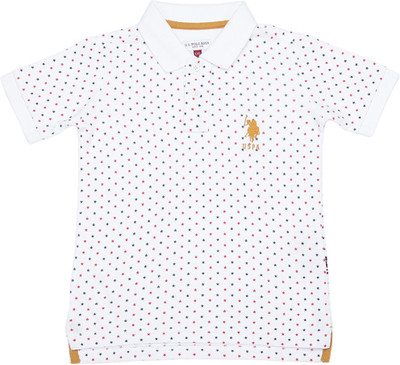 

US Polo Kids Boys Printed Cotton T Shirt(White, Pack of 1
