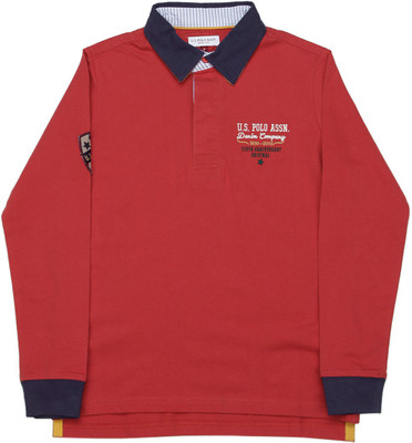 

US Polo Kids Boys Solid Cotton T Shirt(Red, Pack of 1, Me. red