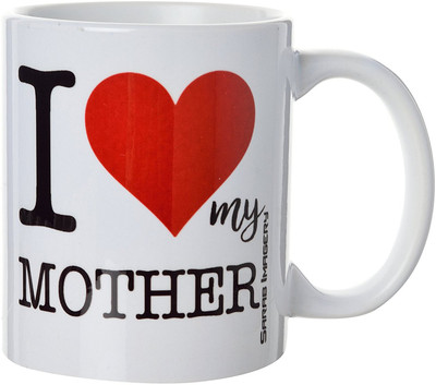 

khappi Sarab Imagery Ceramic Love Mother Coffee, 330 ml, 1 Piece, White Ceramic Mug(300 ml), Multicolor
