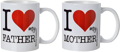 

khappi Sarab Imagery Ceramic Coffee, 330 ml, 2 Pieces, White (SIM0006+7) Ceramic Mug(300 ml), Multicolor