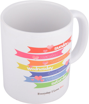 

khappi Sarab Imagery Ceramic 290 ml, White, Sarab0003 Ceramic Mug(300 ml), Multicolor