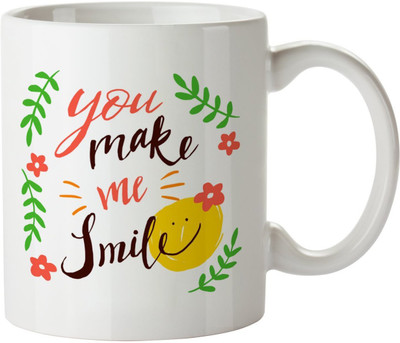 

khappi Sarab Imagery You Make Me Smile Coffee Ceramic Mug(300 ml), Multicolor