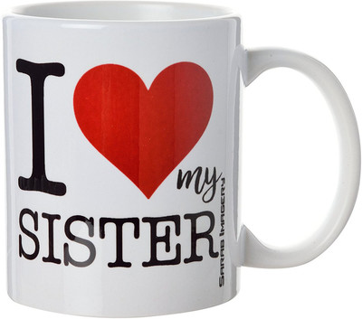 

khappi Sarab Imagery Ceramic Love Sister Coffee, 330 ml, 1 Piece, White Ceramic Mug(300 ml), Multicolor