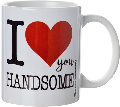 

khappi Sarab Imagery Ceramic Love Handsome Coffee, 330 ml, 1 Piece, White Ceramic Mug(300 ml), Multicolor