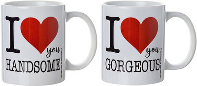 

khappi Sarab Imagery Ceramic Coffee, 330 ml, 2 Pieces, White (SIM0004+5) Ceramic Mug(300 ml), Multicolor