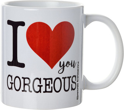 

khappi Sarab Imagery Ceramic Love Gorgeous Coffee, 330 ml, 1 Piece, White Ceramic Mug(300 ml), Multicolor