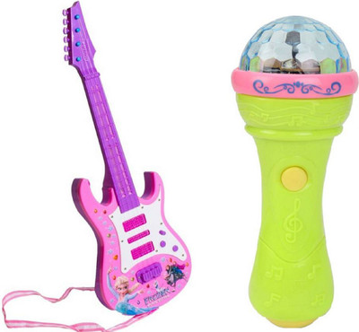 

MN OVERSEAS Rock and Roll Guitar with 3D light Mic(Multicolor)