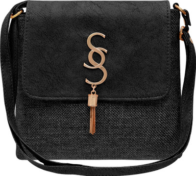 

tap fashion Women Casual Black PU Sling Bag