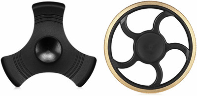 

Montez High Speed Black Metal & Golden Wheel Fidget Spinner Toy Set Of 2(Multicolor)