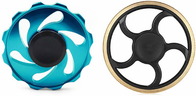 

Montez Shinning Blue & Golden Wheel Metal Fidget Hand Spinner Toy Set Of 2(Multicolor)