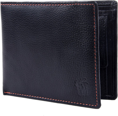Wild West Men Black Genuine Leather Wallet(3 Card Slots)