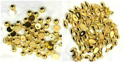 

AM Shiny Gold Round and Drop Shape pastable half beadscombo for jewellery designing