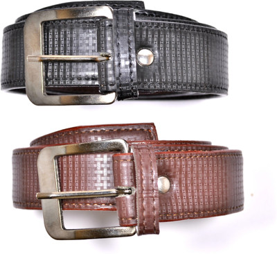 

FULTEN Men Formal Brown, Black Artificial Leather Belt, Black;brown
