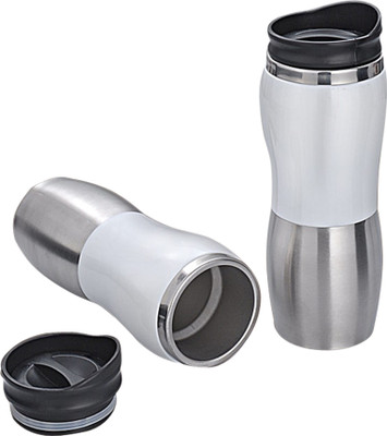

Fiestar Stainless Steel 450 ml White Elegant Sipper (Keep liquid hot and cold for 4 hrs) with Spill Proof Cap 450 ml Sipper(Pack of 1, Steel/Chrome)