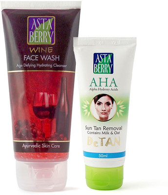 

Astaberry 1 Wine Face Wash & 1 Aha Detan Pack Combo(Set of 2)