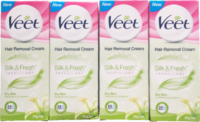 

Veet Dry skin ( Shea Butter and Lily Fragrance) Cream(25 g, Set of 4)