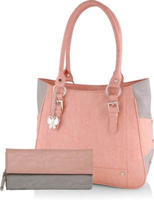 Butterflies Hand-held Bag(Grey, Pink)
