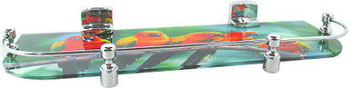 

RoyaL Indian Craft Hard Chrome Bracket Parrot Scenery Printed 18 By 5 INCH Glass Wall Shelf(Number of Shelves - 1, Multicolor)
