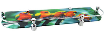 

RoyaL Indian Craft Brass Bracket Parrot Scenery Printed 18 By 5 INCH Glass Wall Shelf(Number of Shelves - 1, Multicolor)
