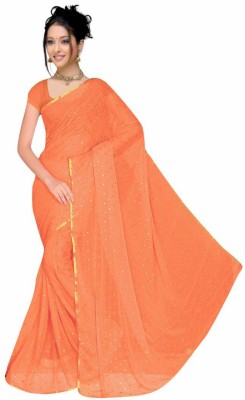 Stylish Sarees Embellished Bollywood Chiffon Saree(Gold, Orange)