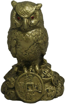 

Smstraders Luxmi Owl Decorative Showpiece - 10 cm(Polyresin, Gold)