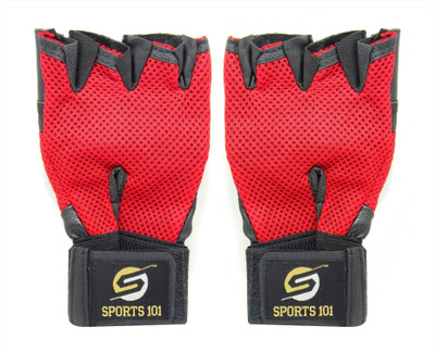 

Sports 101 Warrior Leather With Wrist Support Gym & Fitness Gloves (, Red, Black, Black;red