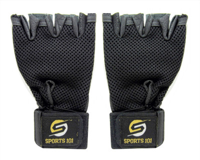 

Sports 101 Warrior Leather With Wrist Support Gym & Fitness Gloves (Free Size, Black)