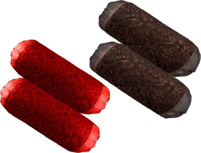 Belive-Me Velvet Bolsters Cover(Pack of 4, 40 cm*75 cm, Red, Brown)