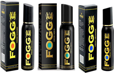 

Fogg COMBO OF WOODY FRAGRANCE + AQUA FRAGRANCE + AROMATIC FRAGRANCE Perfume Body Spray - For Men(120 ml, Pack of 3)