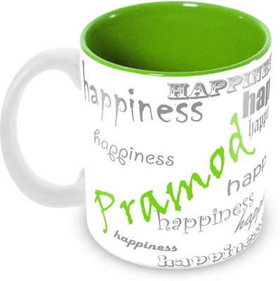 

Tuelip stylish customize name "PRAMOD" with meaningful Printed Tea & Coffee 350 ML Ceramic Mug(350 ml), Green