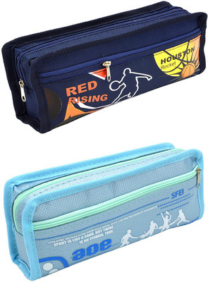 

Hrinkar Cartoon Printed Art Plastic Pencil Boxes(Set of 2, Blue)