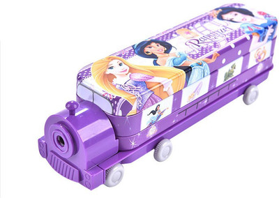 

Dragon 2 Layer Purple Color Train Shape Cartoon Printed Art Plastic Pencil Box(Set of 1, Purple)
