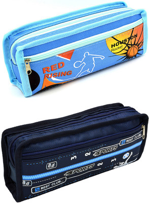 

Hrinkar Cartoon Printed Art Plastic Pencil Boxes(Set of 2, Blue)
