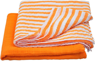 

green sprouts Striped  Crib Baby Blanket(Microfiber, Orange
